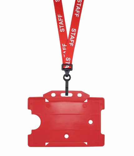 Red staff neck strap cord - red, id
